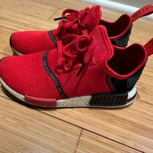 adidas NMD-R1 J “Scarlet Black “ Knit Sneakers Red Black  Size 5
